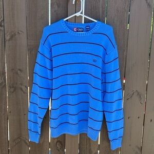 🌸Chaps men’s 100% cotton blue striped sweater size XL